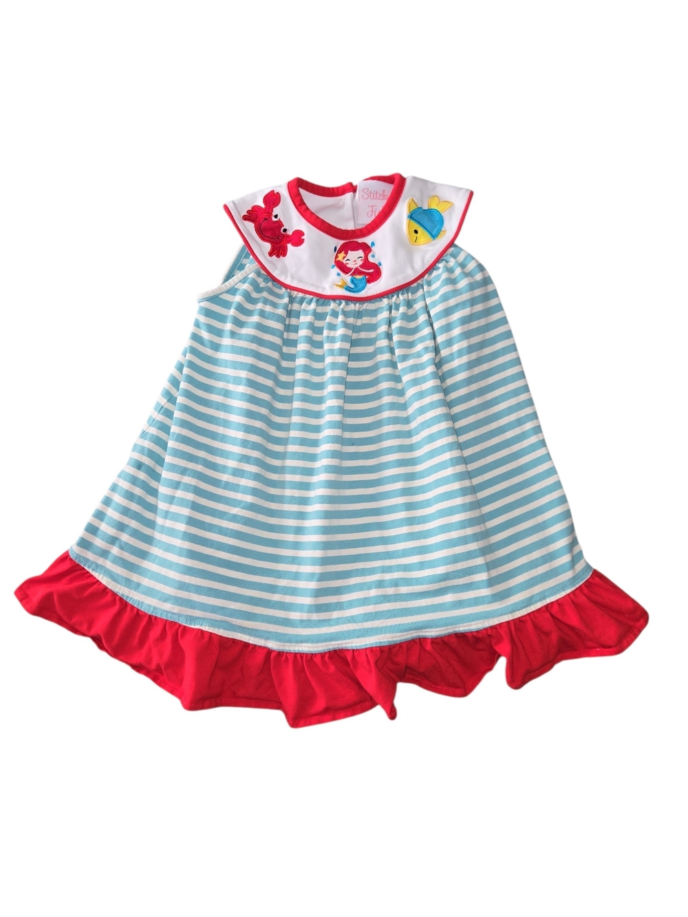 Stitchy Fish Dress With Mermaid, Crab And Fish Size 3t